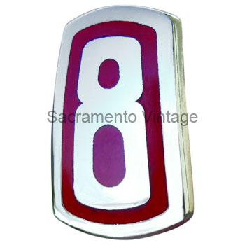[06256-4] HOOD EMBLEM 8 CHROME WITH RED 1946 PASSENGER