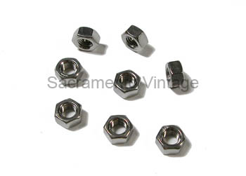 [08168-4] HOOD HINGE BOLT NUTS- (8) hex/plain STAINLESS 1953-56