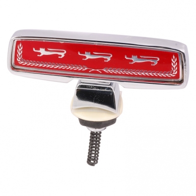 [208154-4] HOOD ORNAMENT WREATH/LIONS/RED 1976-79