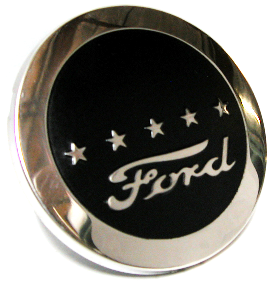 [08009-3] HORN BUTTON 1954-56 STAINLESS AND BLACK WITH FORD AND 5 STARS