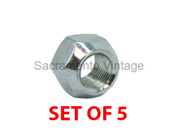 [05065-5] HUB BOLT NUTS- (5) 1932-79 1/2-20 thread zinc finish - open end