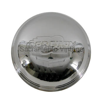 [495051] HUB CAP- 1947-48 MERCURY SCRIPT W/ WINGS  polished stainless steel
