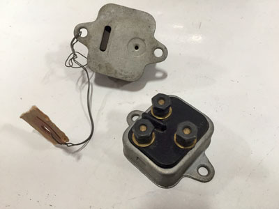[05955-2-0] IGNITION SWITCH LOCK BODY AND METAL HOUSING 1941-48 NOS W/NUTS