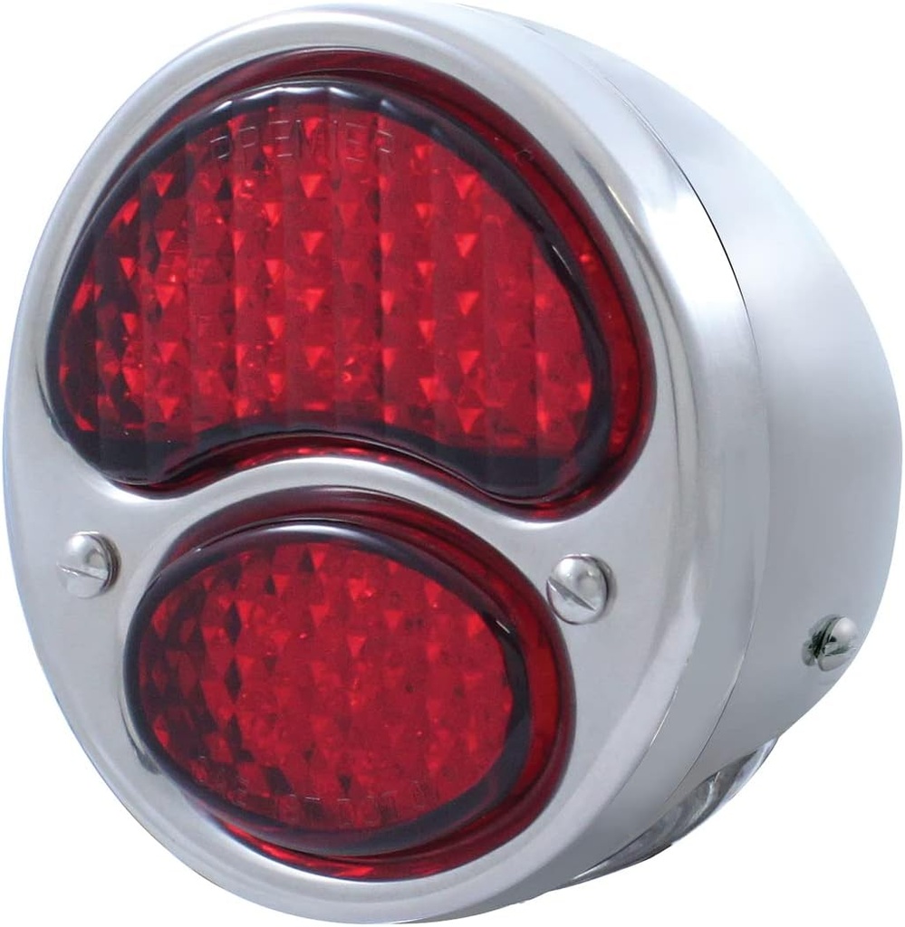 [00725-10-LED] L-E-D TAIL LAMP- LEFT / ALL STAINLESS W/ RED & LICENSE LENS / 12 VOLT / 1928-31