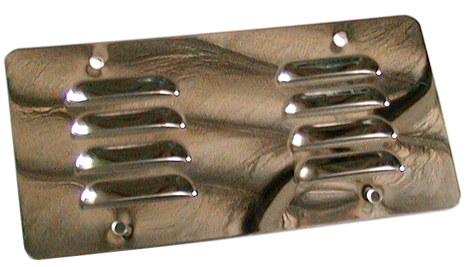 [07960] LICENSE PLATE BACKING PLATE LOUVERED STAINLESS STEEL