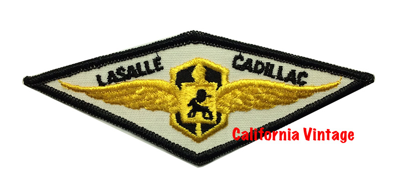 [PATCH-LASALLE] LASALLE CADILLAC EMBROIDERED PATCH 4-1/2 X 1-1/2 WHITE DIAMOND BLACK LETTERING