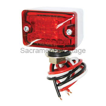 [13218-LED] LED ROD LIGHT with  RED LENS  / SMALL / CHROME 1-3/4"