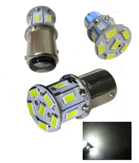 [06143-LED] LED TAIL AND STOP LAMP BULB WHITE 6V - DUAL FILAMENT / OFFSET PINS 1938-55