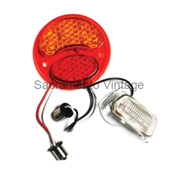 [00728-8-12] L-E-D TAIL LAMP LENS- LEFT WITH RED/AMBER & LICENSE LENS / 12 VOLT NEGATIVE GROUND  1928-31