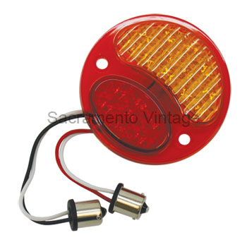 [00728-9-12] L-E-D TAIL LAMP LENS- RIGHT 12V NEGATIVE GROUND  RED / AMBER  / NO LICENSE LENS 1928-31