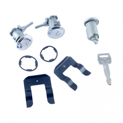 [208496] LOCK SET- DOORS & IGNITION 1967-72 WITH CLIPS