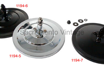 [01194-6] MIRROR HEAD- BLACK 1-RIB DESIGN WITH 1/4"  MOUNTING STUD