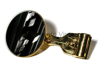 [04195] MIRROR OUTSIDE- BRASS  OPEN CARS CLAMPS TO ROUND POST / 5" HEAD