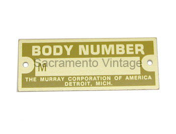 [00662-3] MURRAY BODY DATA PLATE- brass