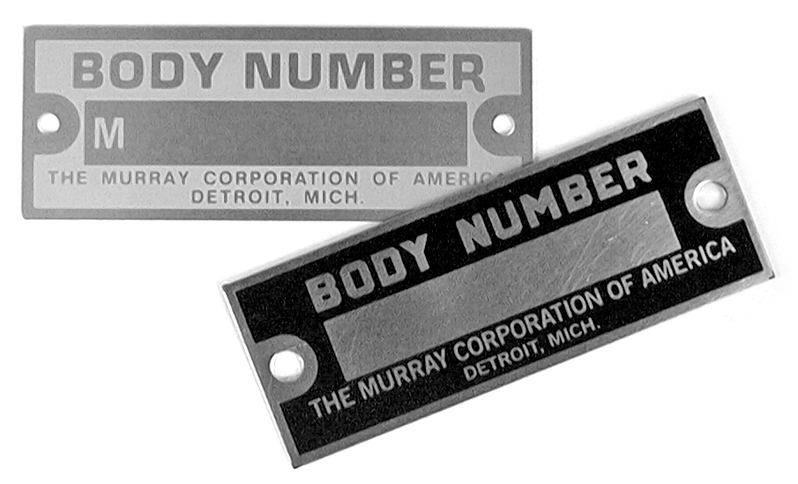 [00662-4] MURRAY BODY DATA PLATE- zinc SHOW