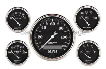 [AM1709] OLD TYME BLACK GAUGE SET 3 1/8 ELEC SPEEDO by AUTO METER