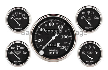 [AM1708] OLD TYME BLACK GAUGE SET 3-1/8" MECHANICAL SPEEDOMETER by AUTO METER