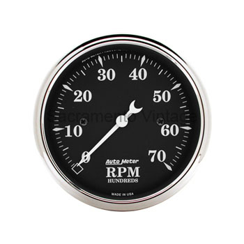 [AM1798] OLD TYME BLACK TACHOMETER- 3-1/8"  0-7000 RPM by AUTO METER