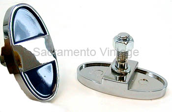 [01120-1] OUTER BUMPER CLAMP- CHROME 1928-31 THICK WITH PAINTED BLUE INSERT
