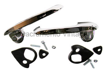 [08562-10] OUTSIDE DOOR HANDLES- L & R  W/BUTTONS / CHROME 1953-60