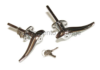 [06390-4-2] OUTSIDE  DOOR HANDLES- CHROME LOCKING 1932 3/W & 1933-34 COUPE & SEDAN  'FLAT' BASE