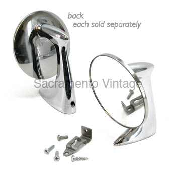 [498571] OUTSIDE MIRROR- 1949-51 DOOR MOUNT WITH HARDWARE- CHROME