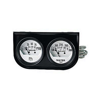 [AM2323] PANEL BLACK & 2 WHITE GAUGES (M) OIL PSI/WATER 2 1/16 AUTO GAGE