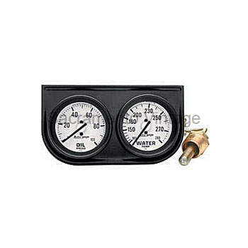 [AM2326] PANEL BLACK & 2 WHITE GAUGES (M) OIL/WATER 2 1/16 F/S AUTO GAGE