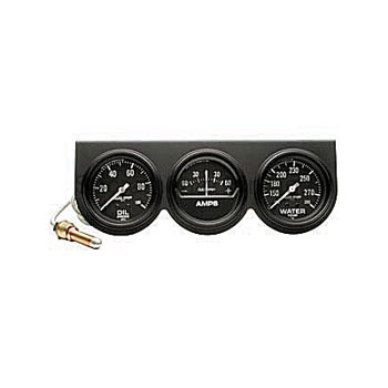 [AM2394] PANEL BLACK & 3 BLACK GAUGES (M) OIL/AMPS/WATER F/S 2 5/8 AUTO GAGE