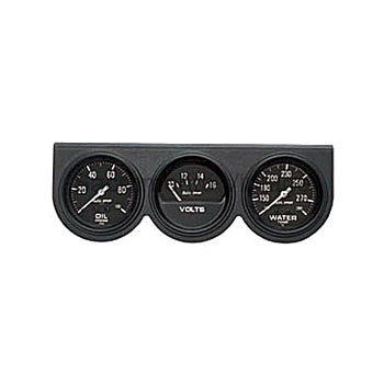 [AM2398] PANEL BLACK & 3 BLACK GAUGES (M) OIL/VOLTS/WATER F/S 2 5/8 AUTO GAGE