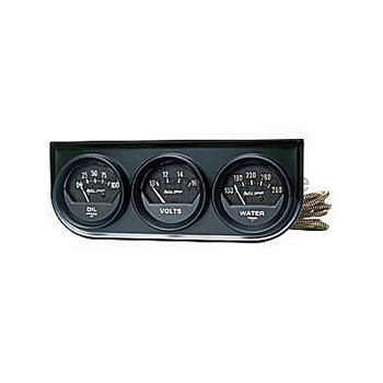 [AM2348] PANEL BLACK & 3 BLACK GAUGES (M) OIL/WATER/VOLT S/S 2 1/16 AUTO GAGE