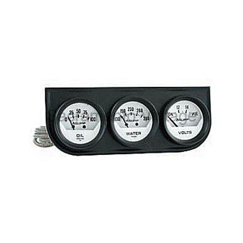 [AM2324] PANEL BLACK & 3 WHITE GAUGES (M) OIL/WATER/VOLT 2 1/16 AUTO GAGE