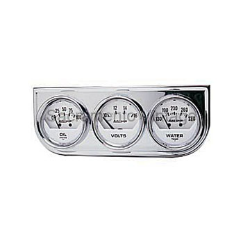 [AM2325] PANEL CHROME & 3 WHITE GAUGES (M) OIL/VOLT/WATER 2 1/16 AUTO GAGE