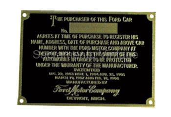 [04067] PATENT DATA PLATE 1911-12