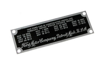 [04071] PATENT DATA PLATE 1919-25