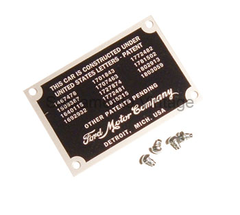 [06211-1] PATENT DATA PLATE 1932-34