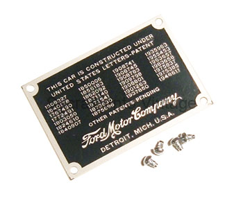 [06211-2] PATENT DATA PLATE 1935-36