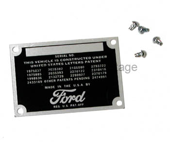 [498086] PATENT DATA PLATE- CAR 1949-50