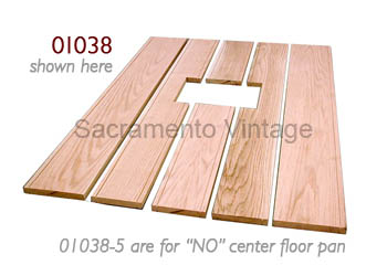 [01038-5] BED WOOD KIT-  5 OAK BOARDS / NO CUT-OUT FOR CENTER PAN PICKUP 1928-31