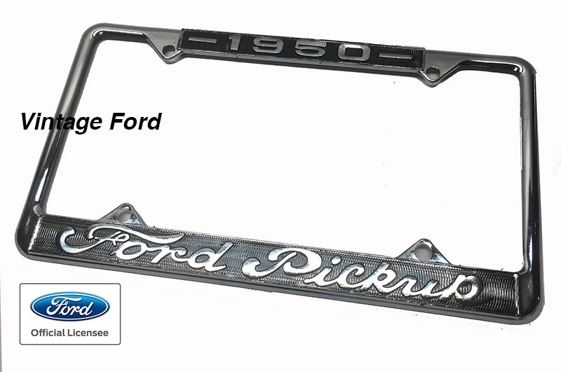 [LP1950PU] PICKUP LICENSE PLATE FRAME 1950 FORD SCRIPT - BLACK