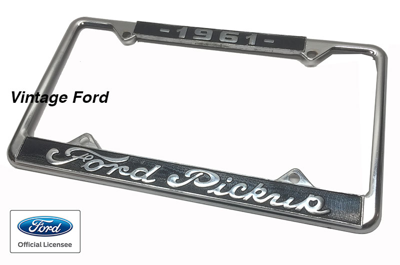 [LP1961PU] PICKUP LICENSE PLATE FRAME 1961 FORD SCRIPT - BLACK