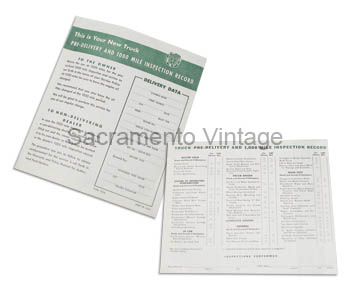 [09309] PRE-DELIVERY SHEET 1953-56