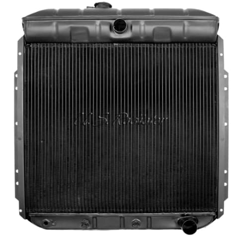 [07643-4] RADIATOR 1953-1956 HEAVY DUTY 4 ROW BRASS COPPER CORE TOP CENTER LOWER RIGHT with TRANSMISSION COOLER FORD F100 PICKUP TRUCK
