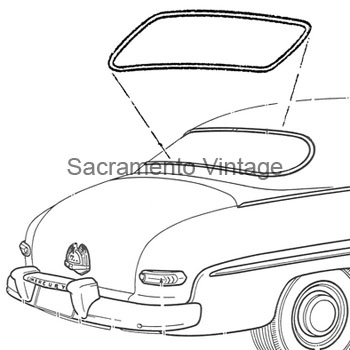 [498613] REAR WINDOW SEAL 1949-50 MERC WITH CHROME GROOVE & ONE PIECE GLASS