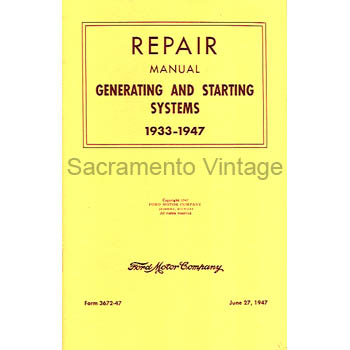 [09298] REPAIR MANUAL- GENERATING AND STARTING SYSTEMS 1933-47