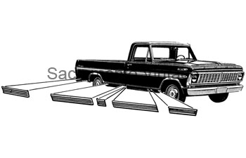 [201185-1] ROCKER MOLDING SET-8ft BED 1967-72