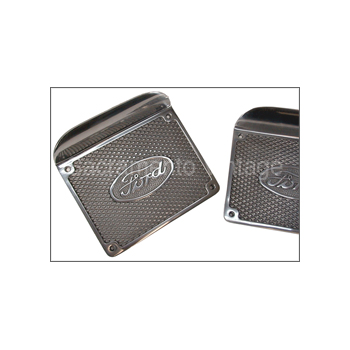 [01068-1] RUNNING BOARD STEP PLATES- Ford Logo in Oval Polished Aluminum
