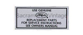 [09350-1] SERVICE DECAL 1957-64