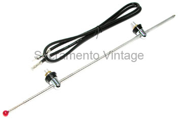 [08368-R] SIDE MOUNT ANTENNA DUAL POST WITH RED BALL TIP AND CABLE