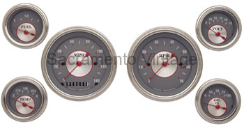 [13082-6-F] SILVER SERIES GAUGE SET (6) STAINLESS/SILVER/FORD SENDERS